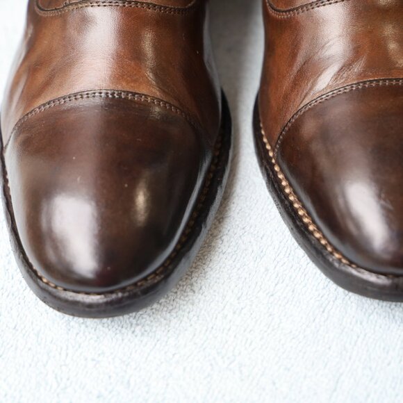 Calzoleria Harris for Barneys Vintage 8.5 Brown Burnished Italian Cap Toe Mens B - Picture 8 of 13